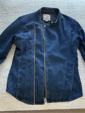 Triple Five Soul Women's Dark Blue Denim Moto Jacket